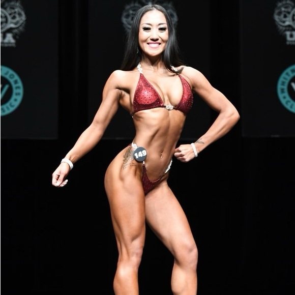 NPC/IFBB Dark Red Toxic Angelz Competition Suit - Picture 6 of 6